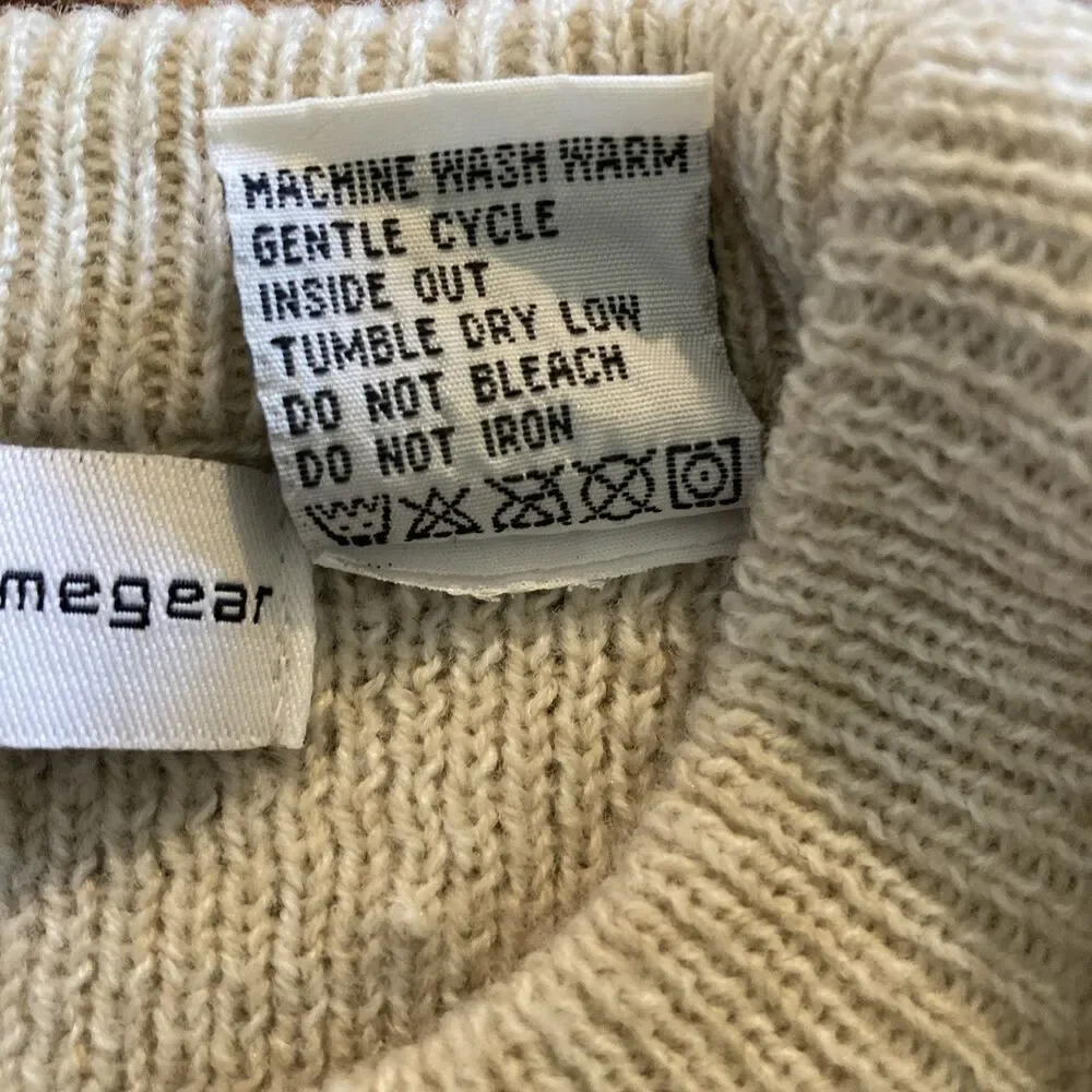 Y2K XTreme Gear XG Mens‎ L Beige Crew Neck Long Sleeve Sweater Skater VTG Grunge
